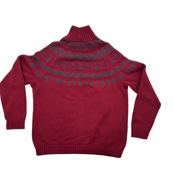 Armani Exchange Full-Zip Knit Sweater XXL Red Nordic Pattern Wool Blend Ribbed C - Picture 13 of 15